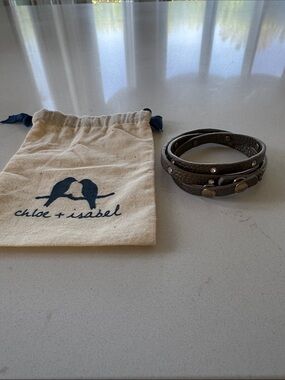 Chloe + Isabel Dark Brown Triple-Wrap Leather Bracelet with Studs